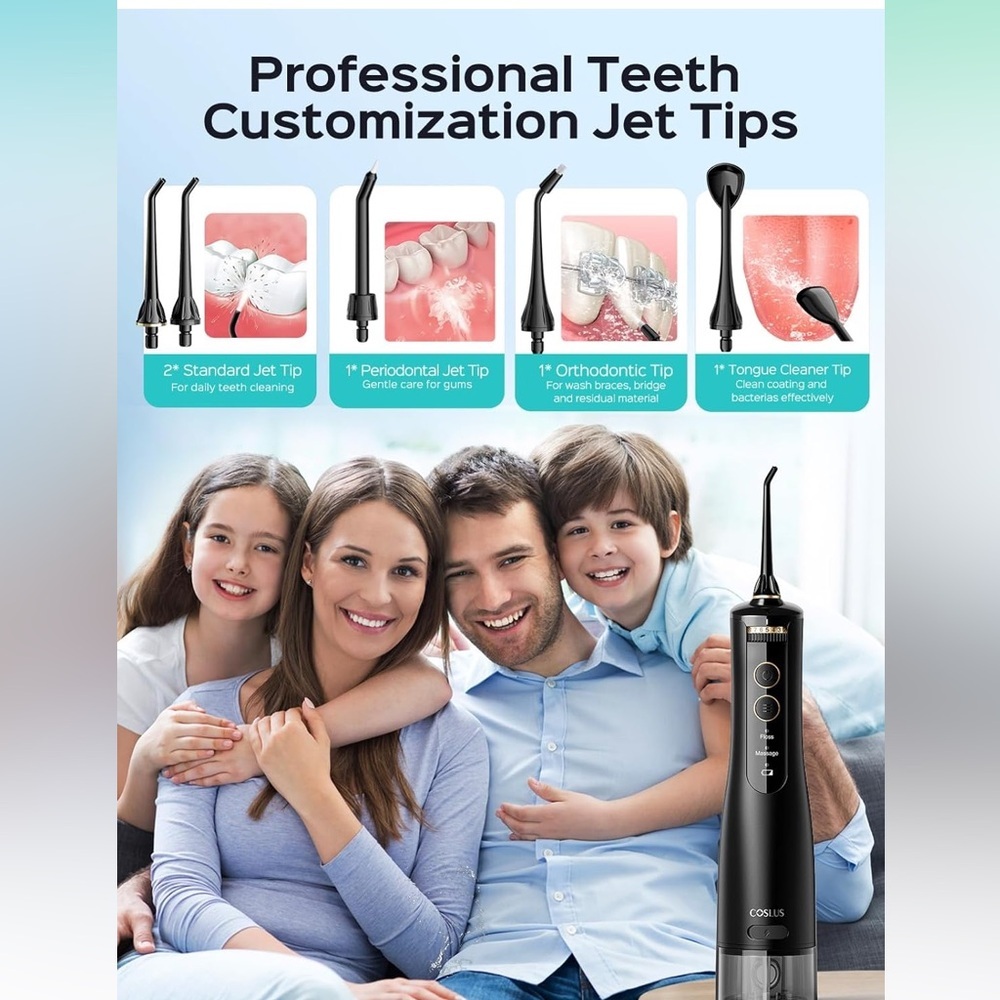 Black cordless flosser with Attachments - Picture 9 of 11